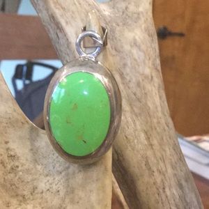 Green turquoise sterling silver pendant